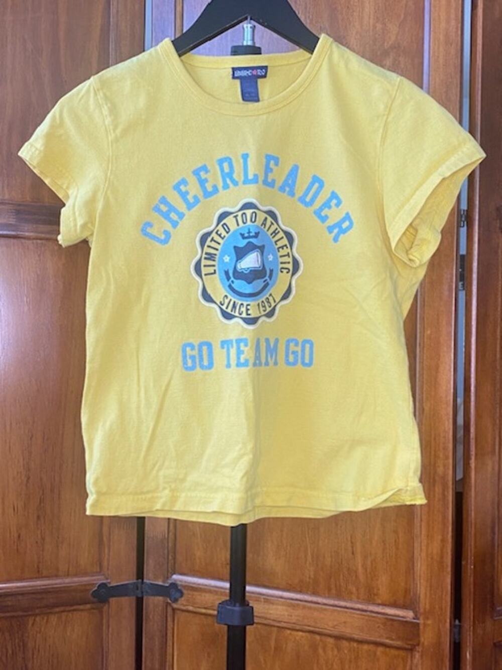 Vintage Limited Too Cheerleader Graphic T Shirt Girls XL 14-16 Yellow Y2K